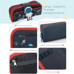radhey preet Astronaut Theme Multi-layer Stationery Storage Case For Kids, Detachable Compartment With The Help of Velcro, Multicolor & Design, RP1016 Art Polyester Pencil Box image 5