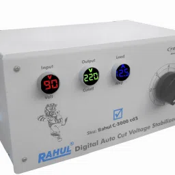rahul C-3000 cd3 Kva/12 Amp 90-260 Volt,Manual 8 ,Use a Maximum of 12 Amp Load,with 3 metar Input,Output+Load Metar With Over Load MCB, Mainline Digital Autocut Copper Voltage Stabilizer Digital Autocut Voltage Stabilizer image 3