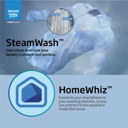 voltas beko by a tata product 6.5 kg Steam wash &Bluetooth enabled HomeWhiz Fully Automatic Front Load with In-built Heater Grey image 3