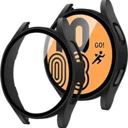 YDOXTON Front and Back Screen Guard for Samsung Galaxy Watch 4 44MM Screen Protector Case Accessories, Protective Face Cover Bumper Case for Women Men, Galaxy Watch4 (Galaxy Watch 4-44mm, Matte Black-23