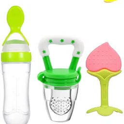 Baby Silicone Spoon Feeder Fruit Feeder & Fruit Teether Combo Pack Of 3 Feeder-image-20