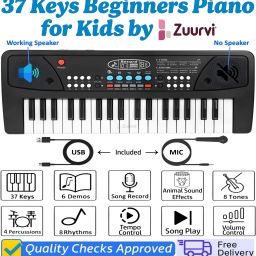 A430 Kids Piano Keyboard, Piano for Kids with Microphone Portable Electronic P1 37Key Piano Toy Keyboard for Kids with Mic Dc Power Option P1 Analog Portable Keyboard-image-104