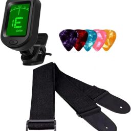 Guitar Accessories with Digital Clip-On Tuner, Adjustable Black Strap, 5 Picks Automatic Digital Tuner-image-51