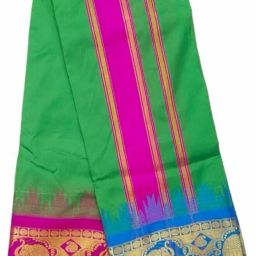 exclusive Dhoties Traditional Art Silk Color With 5"inch Jacquard Temple Tower Border Men Dhoti-image-48