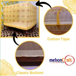 mehon craft Cotton Adults Washable Mosquito Net for double Bed Machardani PGON Polycotton Net (Size 6x7-feet) Mosquito Net image 3