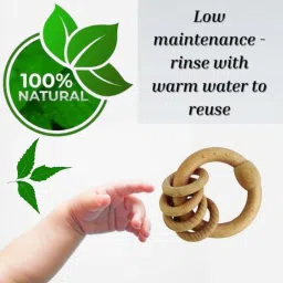 shreeja shilpcraft Natural Neem Wood Rattle and Teether for tiny hand (Ring Rattle with Teethers) Rattle image 4