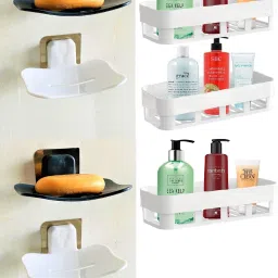 ABS Heavy Plastic Usefull Wall Shelves And Curve Soap Stand With Sticker Plastic Wall Shelf-image-59