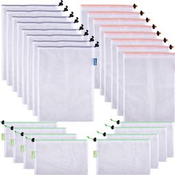 kuber industries Reusable Mesh Storage Bag|8-S|8-M|8-L|24 Piece Set|White Pack of 24 Grocery Bags-picture-34