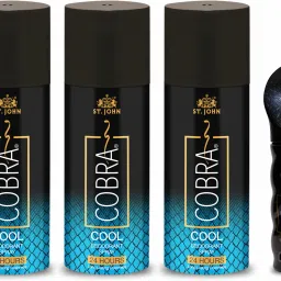 Cobra Deo Cool Deodorant Body Spray (150ML Pack of 3) and Cobra Perfume 15ml-25