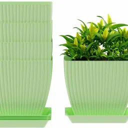 Set Of 5 Square Shape Flower Pot For Indoor/Outdoor Planter Plastic Vase-9