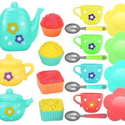 Tea Party Set Toys with Dessert Teapot Pretend Kitchen Toy Role Playset for Kids-image-96