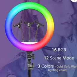 TECHGEAR 18'' RGB Desktop Soft LED Ring Light 16 RGB Colors with Three Mobile Holder Ring Flash image 3
