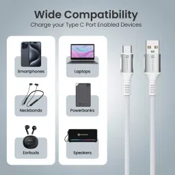 Portronics USB Type C Cable 3 A 1.5 m Konnect Y 3A 1.5m USB to Type C Cable for Type C Devices,4.5mm Braided image 4