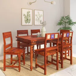 mudramark from pepperfry Siramika Sheesham Wood 6 Seater Dining Set In Honey Oak Finish-picture-7