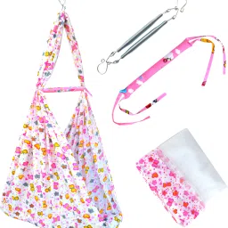 Baby Cradle Swing with Mosquito Net,Separator and Spring-Pink Butterfly-18