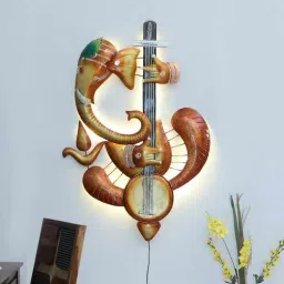 toughcrafts Golden Iron Gitar Ganesh Metal Wall Art-picture-44