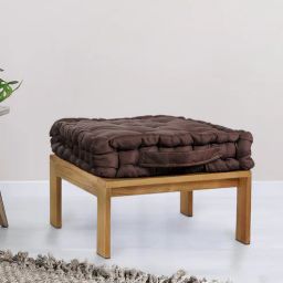 hosta homes Brown Cotton Filled Solid Satin Cotton Filled 16x16 Inches Chair Pad-picture-23