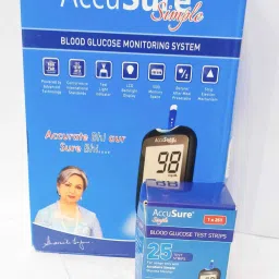 AccuSure Simple Glucometer Machine with 25 Glucometer Strips image 2
