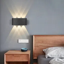 Up Down Wall Lamp With Bulb-3+3 Warm White Post Light Outdoor Lamp-image-10
