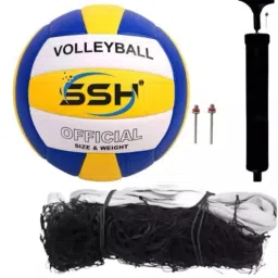 Premium Soft volleyball Size-4 with Net and Airpump Size-4 Volleyball - Size: 4-picture-1
