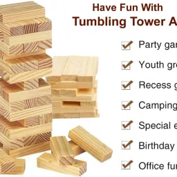 tvm 54 Pcs Wooden Blocks Stacking & Balancing Tower Games Tumbling Tower Puzzle Toys image 4