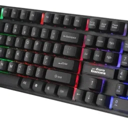 RPM Euro Games Gaming Keyboard - Normal / 7 Color LED Illuminated & Spill Proof Keys Membrane Wired USB Standard Gaming Keyboard Compatible with Desktop, Laptop, Mac with gaming mode ,stand support,multimedia_keys,KN-image-60