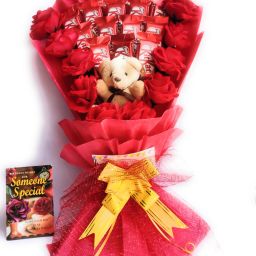 12 KITKAT10 RED ARTIFICIAL ROSE CHOCOLATE BOUQUET WITH SOMEONE SPECIAL BIRTHDAY CARD Paper Gift Box-image-73