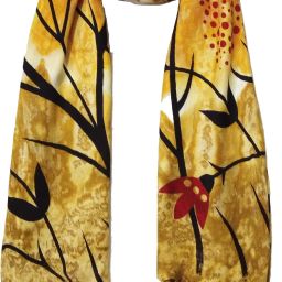Printed Satin Blend, Viscose Women Yellow Stole, Scarf, Fancy Scarf-image-23