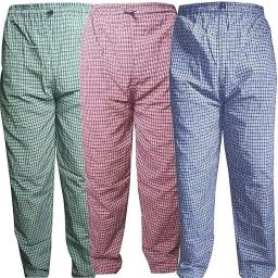 Pack of 3 Men's Cotton Checkered Pyjama for Night Wear Men Pyjama-image-79