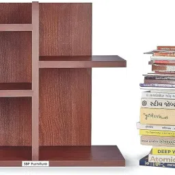 ne furniture Adjustable Wood Desktop Storage Organizer Display Shelf Rack Engineered Wood Open Book Shelf image 4