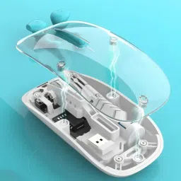 JAXTER Pureview Transparent Wireless and Bluetooth Rechargeable Mouse Wireless OpticalGaming Mousewith Bluetooth image 4