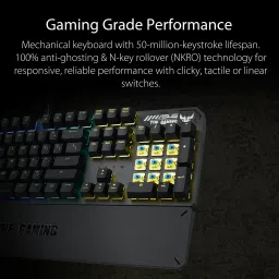 ASUS TUF K3/RD Wired USB Laptop-size Gaming Keyboard Compatible with Desktop, Laptop, Mac Easy to Use,Plug and Play,Quick, Comfy Durable body image 2