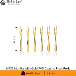 shri & sam Monika Gold PVD Coating Fruit Fork Stainless Steel Cutlery Set image 2