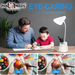 daily needs shop Rechargeable Touch Control Table Desk LED Light with Pen and Mobile Holder Study Lamp image 5