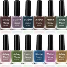 Non Toxic Ultra Lasting Super Glow Nail Polish Set of 12 Pcs (#217) Pink, Green, Grey, Blue, Brown, Green-8