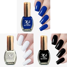 Quick dry Long lasting Matte Nail Polish combo set (7ML Each) Blue,White,Black,Nail,Polish-17