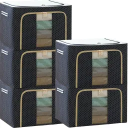 Panchhi store 66 Liter Cloth Organizer for Storage 5 Pcs Jute Laundry Bag-12