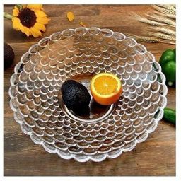 Transparent Crystal Glass Bubble Fruit Bowl Plate Serving Tray 24.5 cm, Pack of 1 Tray-picture-20