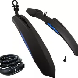 Front & Rear Mudguard with Reflective Tape And With Premium Cycle Chain Lock Full Length Front & Rear Fender-65