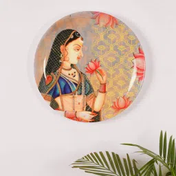 Yellow Bone China Kolorobia Royal Mughal Queen Mumtaz Inspired Home Decor Wall Plate 10 Inch-picture-0