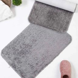 hosta homes Grey Solid Polyester 16 x 24 Inches Anti Skid Door Mat-picture-3