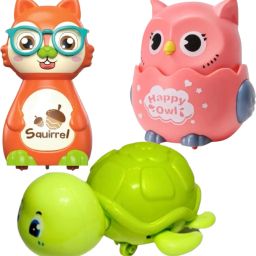 Wind Up Animal Press & Go Owl Turtle Forest Squirrel Press Sliding Toy-picture-19