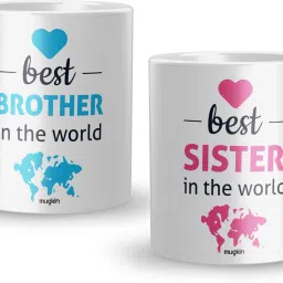 Special Best Brother In The World & Best Sister In The World Printed Combos For Bhai, Behan, Bro, Sis White Ceramics 350 ml Ceramic Coffee Mug-image-21