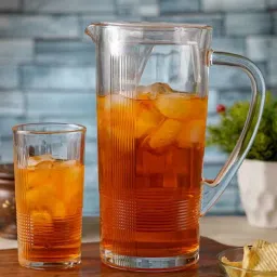 ceradeco Transparent Glass Jug With 6 Glasses (Jug 1200 ml, Glass 300ml)-picture-0