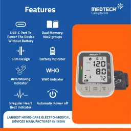 Medtech BP12 Portable BP12 Automatic Blood Pressure Machine with SMART MDD Technology & USBC Port Bp Monitor image 3