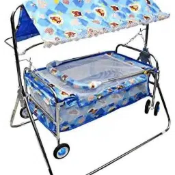 Steel Swing,Jhula, bassinet with mosquito net,umbrella and wheels Bassinet-14