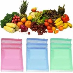 ™Vegetables Fruits Mesh Fridge Washable Zip Storage Bags For Multipurpose Use Pack of 9 Grocery Bags-image-38