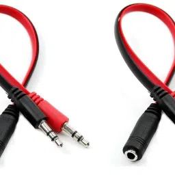 LipiWorld Red Pack-2 3.5mm Headphone Earphone Mic Audio Y Splitter Cable for PC Laptop 3.5mm Audio Cable 2 Male to 1 Female Red Phone Converter-25