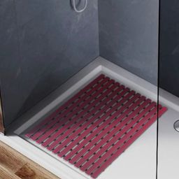 obsessions Maroon Striped PVC 24x19 Inches Antiskid Shower Bath Mat-picture-26
