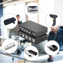RAREGEAR 4-Port USB 2.0 Manual Sharing Switch Box PC Input to 1 USB Device Output Printer USB Adapter image 4